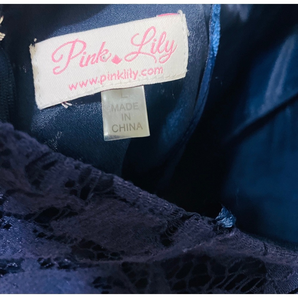 Pink Lily Boutique Forever Divine Navy Blue Lace Dress - Women's Party - Picture 4 of 5